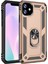 Apple iPhone 11 Kapak Military Yüzüklü Stantlı Panzer Tank Kılıf Gold 1