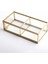 2 Bölmeli Cam Takı Aksesuar Makyaj Organizer Kutusu Gold Pirinç Brass 20X10X6 5