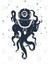 Creative Illustration With Octopus In Diving Helmet. Adventure, And Nautical Kupa Bardak 3