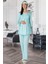 5355 Turkuaz Lohusa Sabahlık Pijama Gecelik Takım 2