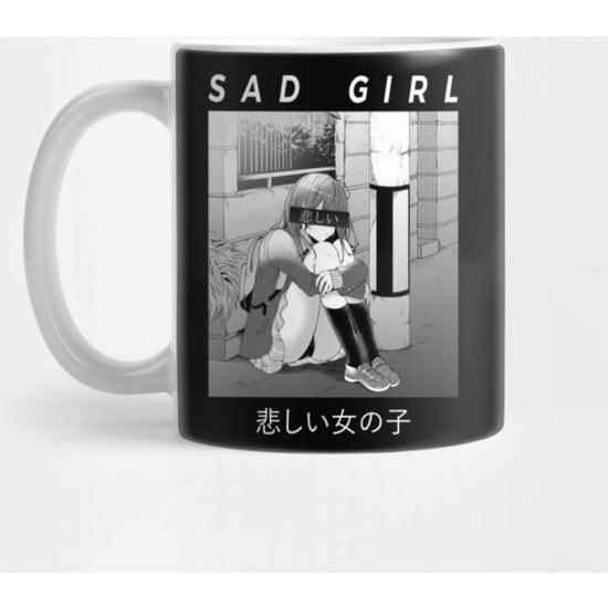 Fizello Sad Anime Girl Waifu Babe Otaku Aesthetic Vaporwave Gift Kupa Bardak