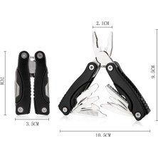 Flyon Çok Fonksiyonlu Paslanmaz Çelik Mini Pense Katlanabilir Deprem Çantası Çakı 10 Fonksiyonlu FLYON-703