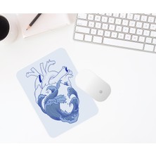 Baskı Bazar Baskıtech Mavi Kalp Baskılı Mouse Pad