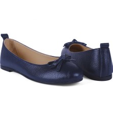 Karven Shoes Kadın  Lacivert Deri Babet 10055