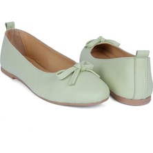 Karven Shoes Kadın  Su Yeşili Deri Babet 10055