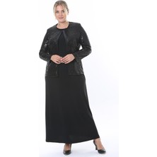 Ladies First Büyük Beden 3811 Siyah Ceket Elbise Takım