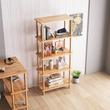 İntergo Dekoratif 5 Raflı Ahşap Ayaklı Kitaplık
