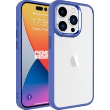 Case 4U Apple iPhone 15 Pro Kılıf Renkli Kenar Metal Kamera Çerçeveli Krom Arka Kapak Lavanta Grisi