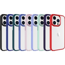 Case 4U Apple iPhone 15 Pro Kılıf Renkli Kenar Metal Kamera Çerçeveli Krom Arka Kapak Lavanta Grisi