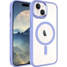 Case 4U Apple iPhone 15 Kılıf Wireless Şarj Özellikli Krom Magsafe Silikon Kapak Lila