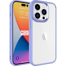 Case 4U Apple iPhone 15 Pro Kılıf Renkli Kenar Metal Kamera Çerçeveli Krom Arka Kapak Lila