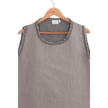 Ecocotton Melsa Kadın Şortlu Pijama Takımı %100 Organik Pamuk Müslin Antrasit