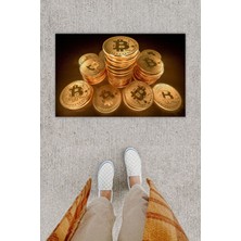 Dijital Baskı Dekoratif Çoklu Bitcoın Gold Kapı Önü Paspası