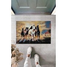 Dijital Baskı Yeşil Dış ve Iç Mekan Doğal Taş Desen Kapı Önü Paspası