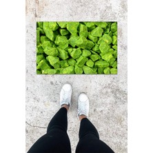 Dijital Baskı Yeşil Dış ve Iç Mekan Doğal Taş Desen Kapı Önü Paspası