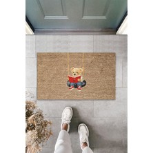 Dış ve Iç Mekan Bej Kapı Önü Paspası Enjoy Readıng Ayıcık Desen Paspas