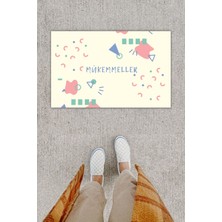 Dijital Baskı Dekoratif Geometrik Pudra Kapı Önü Paspası