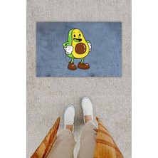 Dijital Baskı Dekoratif Gülen Avakado Antrasit Kapı Önü Paspası