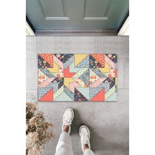 Dekoratif Dijital Patchwork Şekilli Çok Renkli Kapı Paspası Dış Mekan Paspas