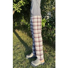 Betimoda Erkek Pamuklu Cepsiz Ekose Desenli Pijama Altı Eşofman Süp Lacivert Beyaz