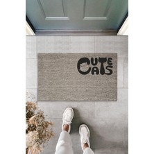 Dijital Baskı Kalitesi  Gri Kedili Cute Cats   Dekoratif Kapı  Paspası