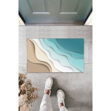 Dijital Baskı Yeşil Dış ve Iç Mekan Doğal Taş Desen Kapı Önü Paspası