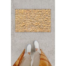 Dijital Baskı Yeşil Dış ve Iç Mekan Doğal Taş Desen Kapı Önü Paspası