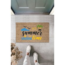 Dış ve Iç Mekan Bej Kapı Önü Paspası It's Summer Tıme Desen Paspas