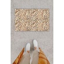 Dijital Baskı Dekoratif Taş Bej Kapı Önü Paspası