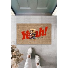 Dekoratif Dijital Oh Yeah Ayıcık Bej  Kapı Paspası Dış Mekan Paspas