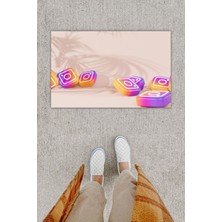 Dijital Baskı Dekoratif Instagram Pembe Kapı Önü Paspası