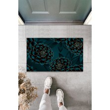 Çok Amaçlı Dijital Baskı Koyu Yeşil Çiçek Dış ve Iç Mekan Kapı Paspası