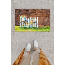 Dijital Baskı Yeşil Dış ve Iç Mekan Doğal Taş Desen Kapı Önü Paspası