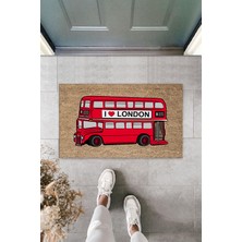 Çok Amaçlı Dijital I Love London Otobüsü Kırmızı Kapı Paspası Dış Mekan Paspas