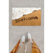 Dijital Baskı Dekoratif Welcome Beyaz Kapı Önü Paspası