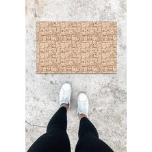 Dijital Baskı Yeşil Dış ve Iç Mekan Doğal Taş Desen Kapı Önü Paspası