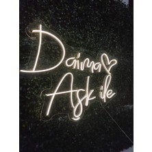 Dekoraven Daima Aşk ile Neon TABELA(70X40CM)
