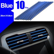 Oto Aksesuarcım U Tip Geçmeli Havalandırma Nikelaj Şerit Çıta Ince 20CM 10 Parça Mavi