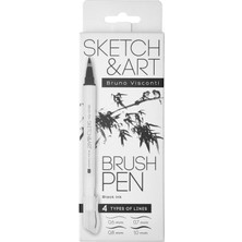 Bruno Visconti Sketch Art 4'lü Brush Pen Siyah 36-0030