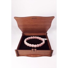 Nelleovana Pembe Kuvars Taşı Bileklik Özel Ahşap Kutusunda