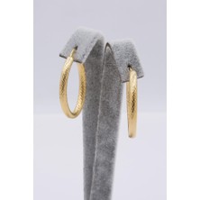 Latif Kuyumcu 14 Ayar Altın Halka Küpe Elips Tasarım Kadın Küpe