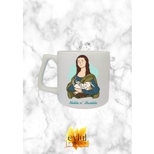 Eylül Design Sanat ve Kediler Mona Lisa Özel Tasarım Baskılı Seramik Kupa Bardak