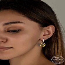 Lucky Life Swarovski Crystal Taşlı 925 Ayar Gümüş  Beyaz Kalp Sallantılı Kadın Küpe