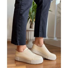 Saracshoes  Deri Ekru Masculine Kadın  Sneaker