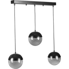 Lumexx Küre 3 Lü Sıralı Siyah Füme Camlı Sarkıt