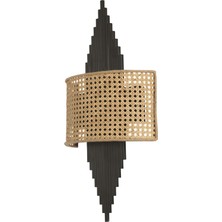 Lumexx Aslı Siyah Oval Rattan Abajurlu Aplik