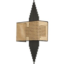 Lumexx Hande Siyah Dikdörtgen Rattan Abajurlu Aplik