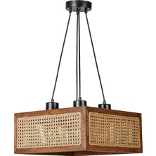 Lumexx Kumsal 4 Lü Kare Ceviz Rattan Avize