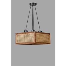Lumexx Kumsal 4 Lü Kare Ceviz Rattan Avize
