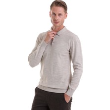Hatemoğlu Bej Regular Fit Düz Polo Yaka Triko Kazak